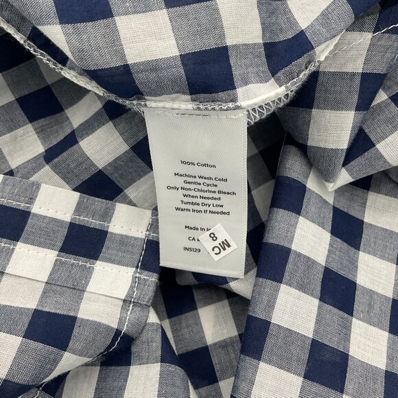 Talbots Long Sleeve Fitted Nvy Gingham Button Front Floral Contrast Shirt NWT XL - Picture 7 of 8